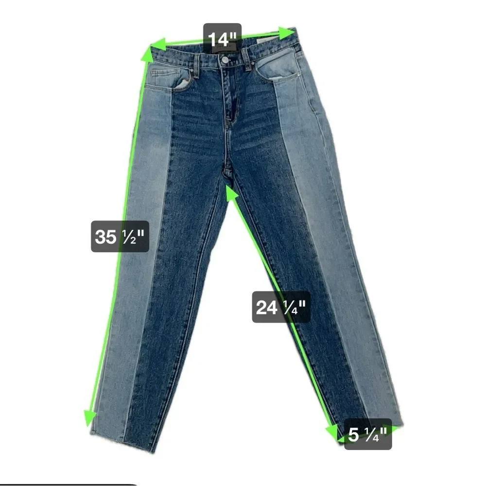Pacsun Vintage Icon Two Tone Raw Hem High Rise Denim Jeans Women’s Size 27